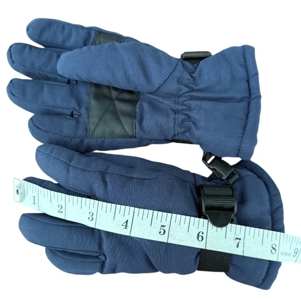 Tommy Hilfiger Navy Blue Waterproof Winter Ski Snow Gloves - Black Buckle - Kids